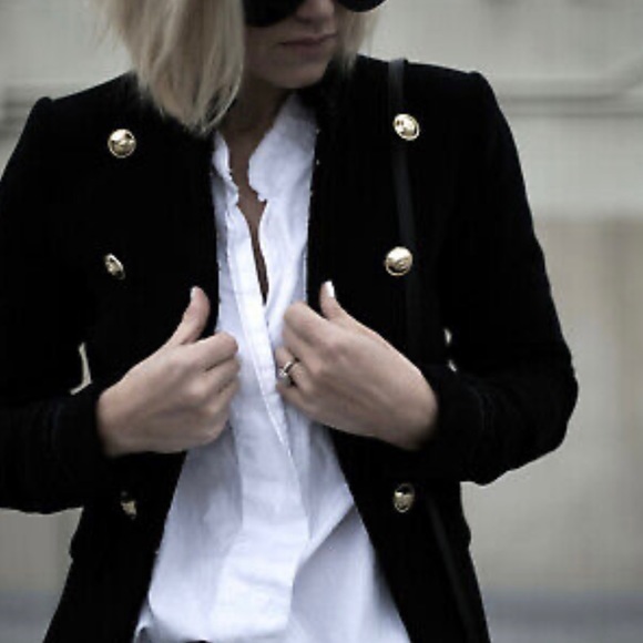 Zara black velvet military Blazer - Picture 2 of 4